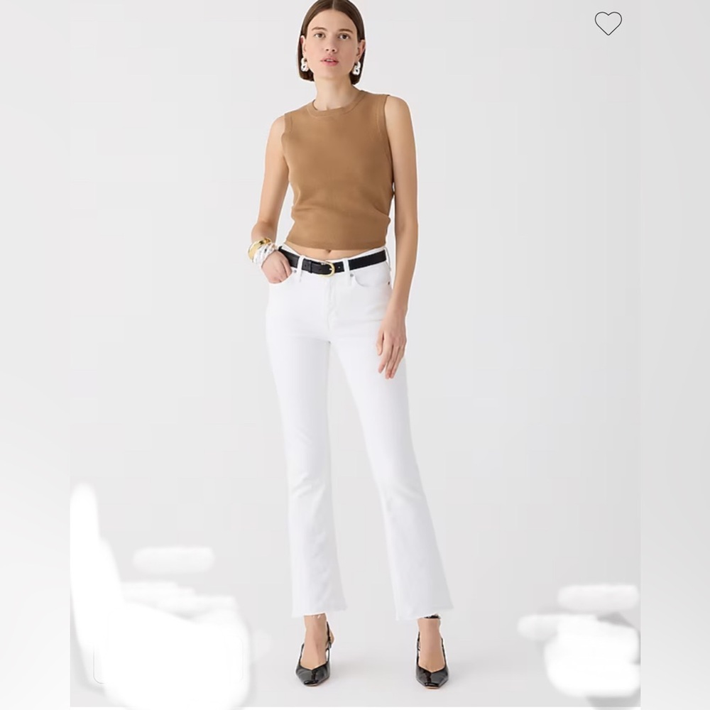 J Crew 9" demi-boot crop jean in white wash